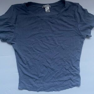 Medium Blue Ribbed Bozzolo Short Sleeve Babytee